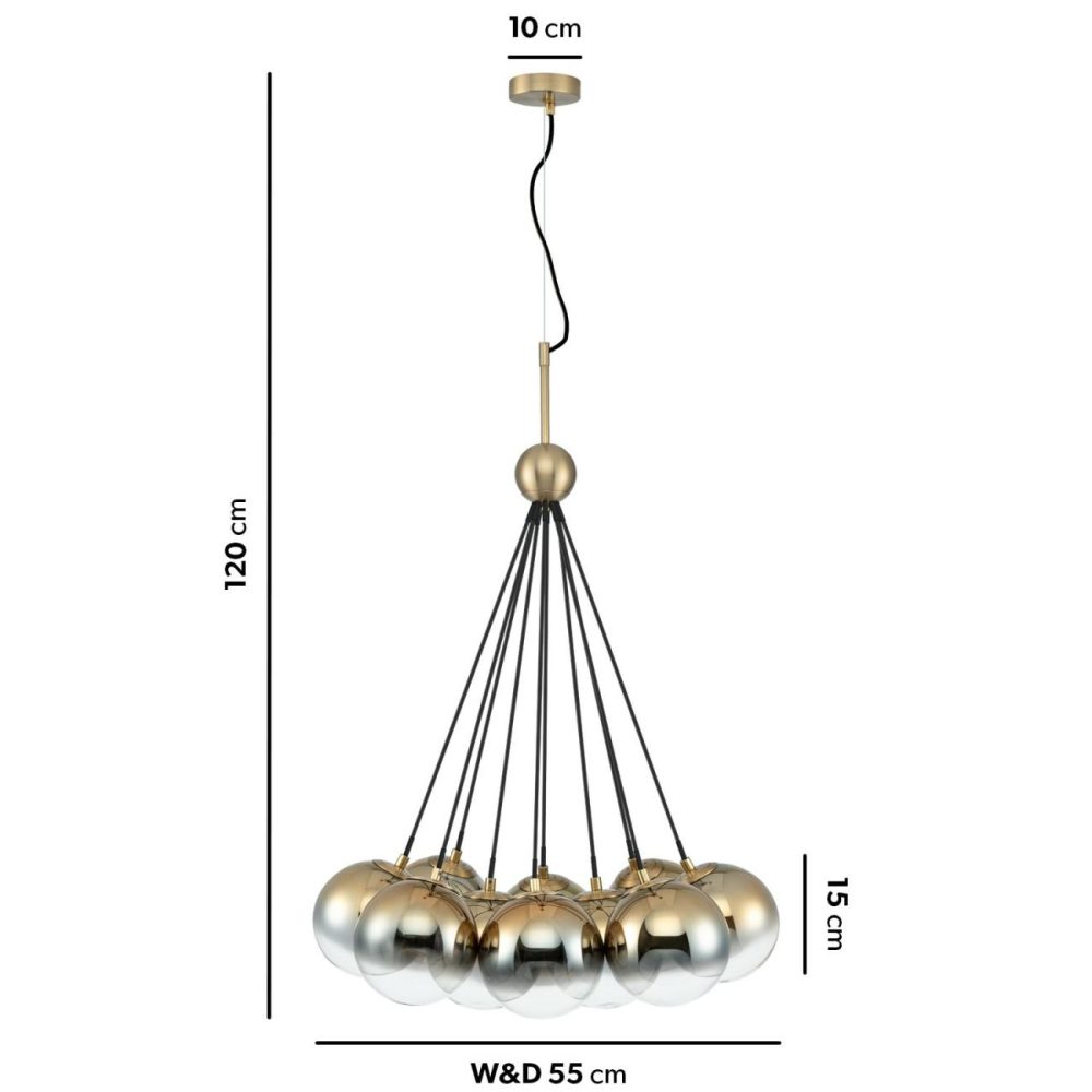 10 Bulb Ball Cluster Pendant- Salerno Dining