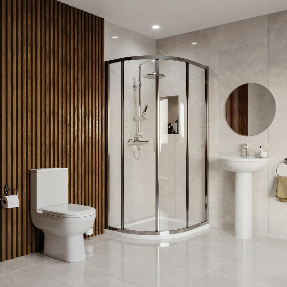 1000 X 800Mm Right Hand Offset Quadrant Shower Enclosure Suite With Toilet & Basin – Carina Bathroom