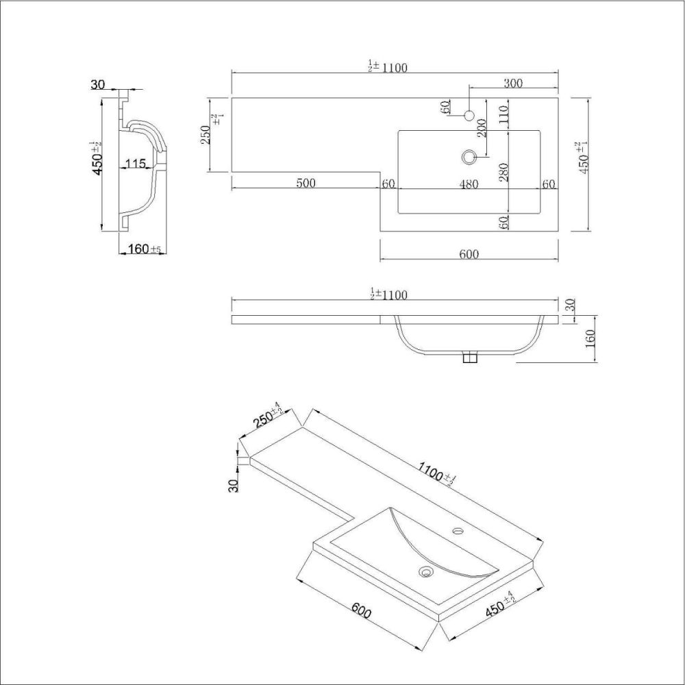 1100Mm Grey Toilet And Sink Unit Right Hand With Square Toilet And Chrome Fittings – Ashford Bathroom