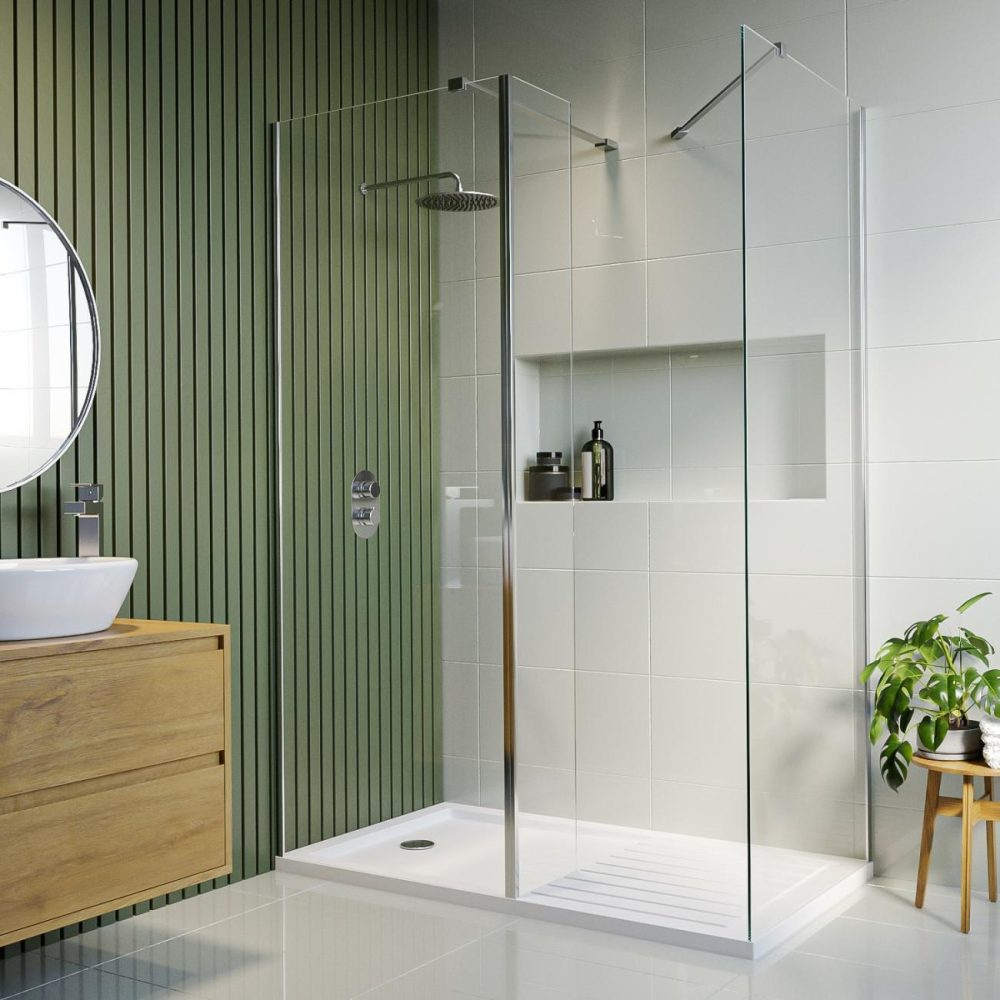 1400X800Mm Frameless Walk In Shower Enclosure With 300Mm Fixed Panel And Shower Tray – Corvus Bathroom