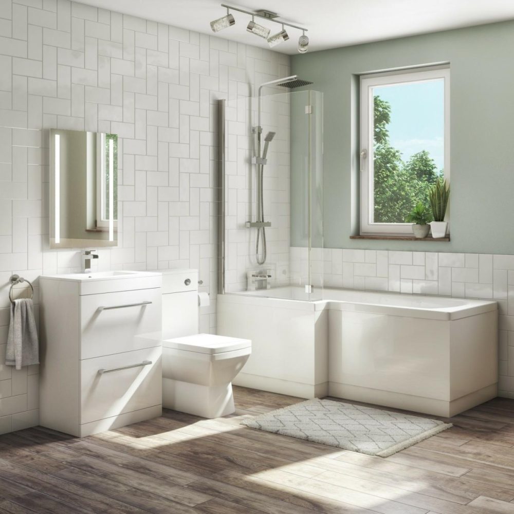 1700Mm L Shaped Bath Suite With Toilet & Basin Combination Unit – Left Hand – Ashford Bath Suites