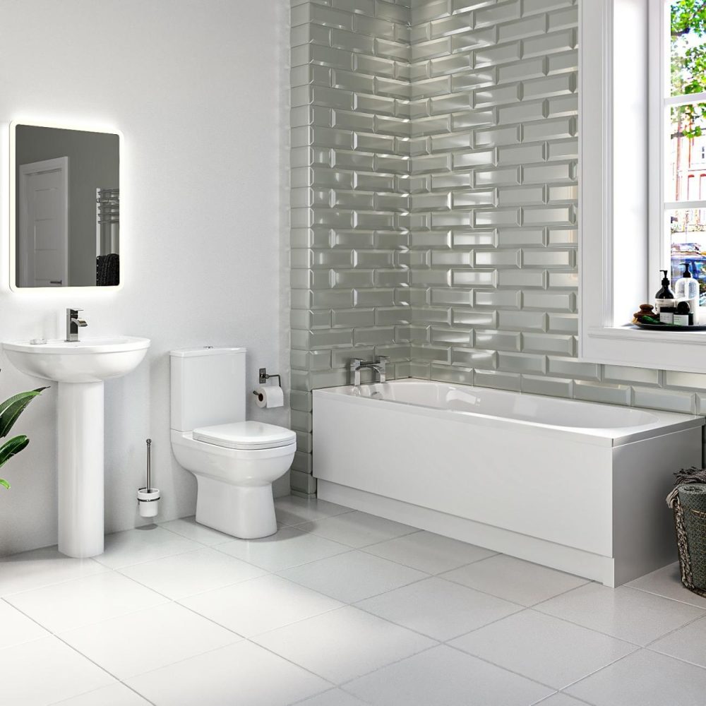 1800Mm Straight Bath Suite With Toilet Basin & Panels – Alton Bath Suites