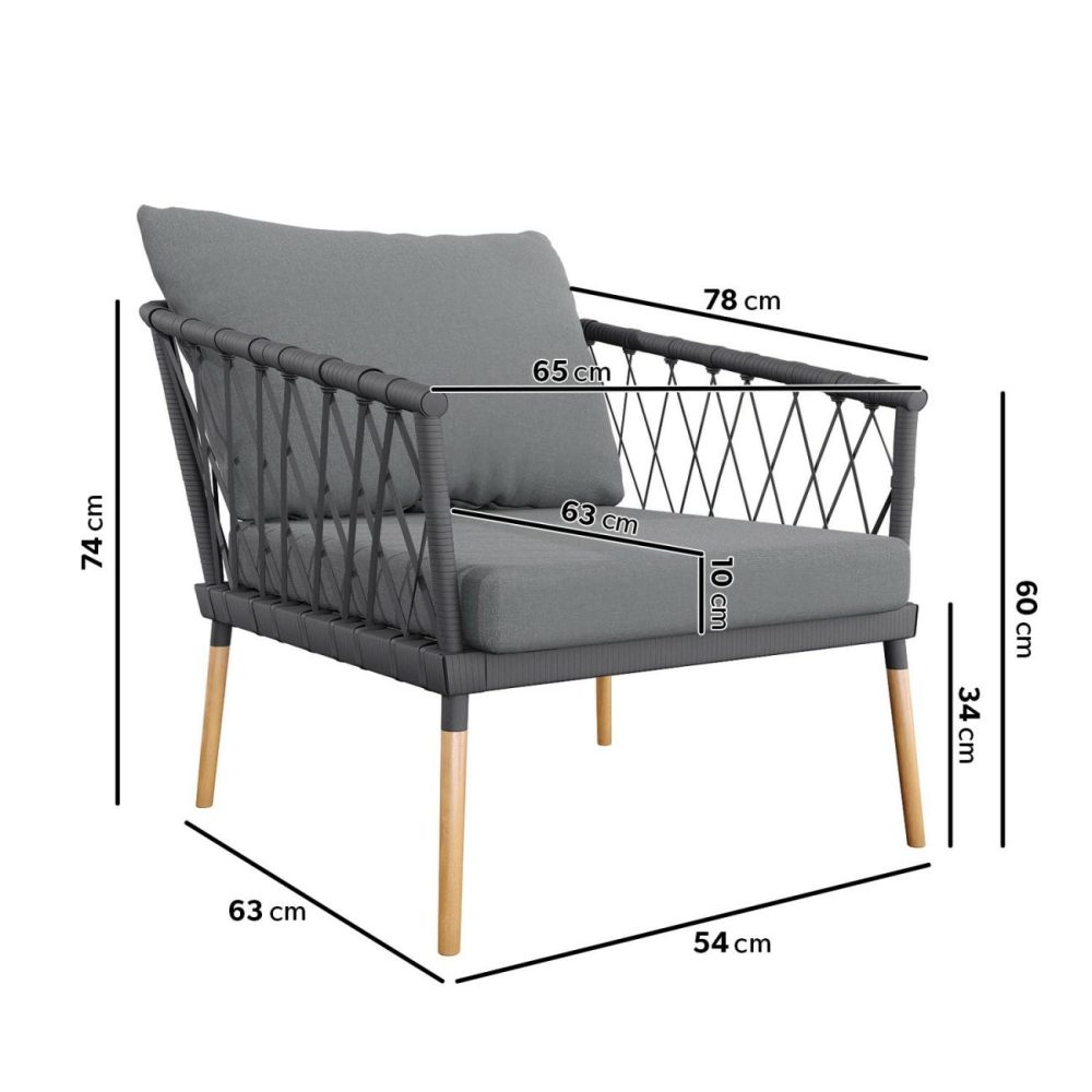 4 Seater Grey Garden Corner Sofa Set With Armchair And Table – Como Conservatory Furniture