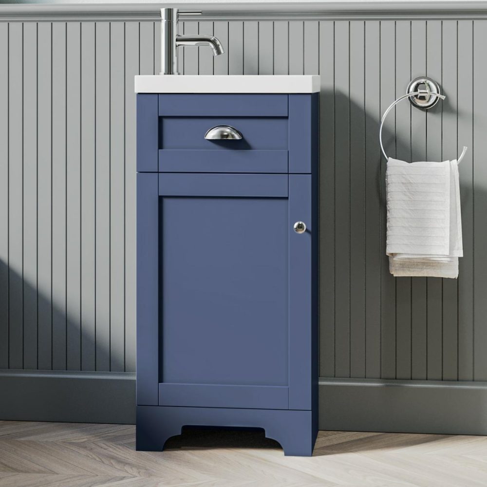 400Mm Blue Cloakroom Vanity Unit With Basin – Baxenden Bathroom