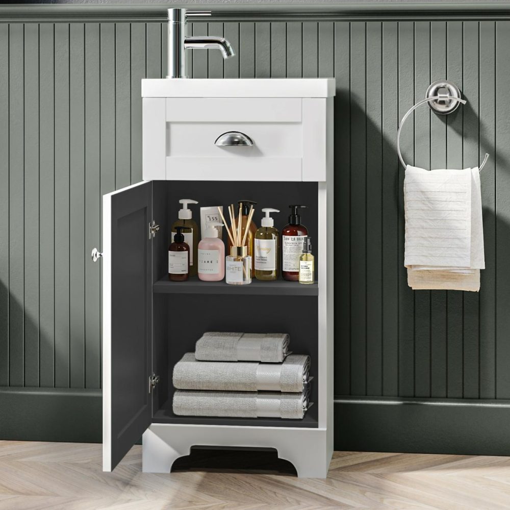 400Mm White Cloakroom Vanity Unit With Basin – Baxenden Bathroom