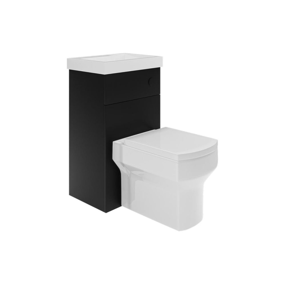 500Mm Black Cloakroom Toilet And Sink Unit With Black Fittings – Valetta Bathroom