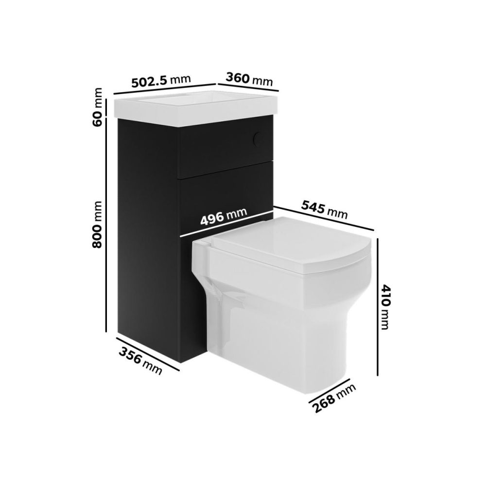 500Mm Black Cloakroom Toilet And Sink Unit With Black Fittings – Valetta Bathroom