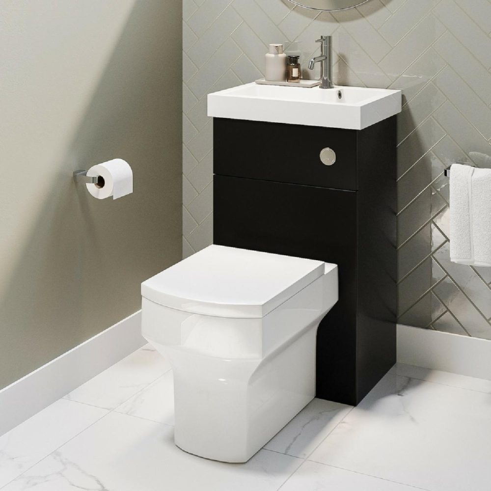 500Mm Black Cloakroom Toilet And Sink Unit With Chrome Fittings – Valetta Bathroom