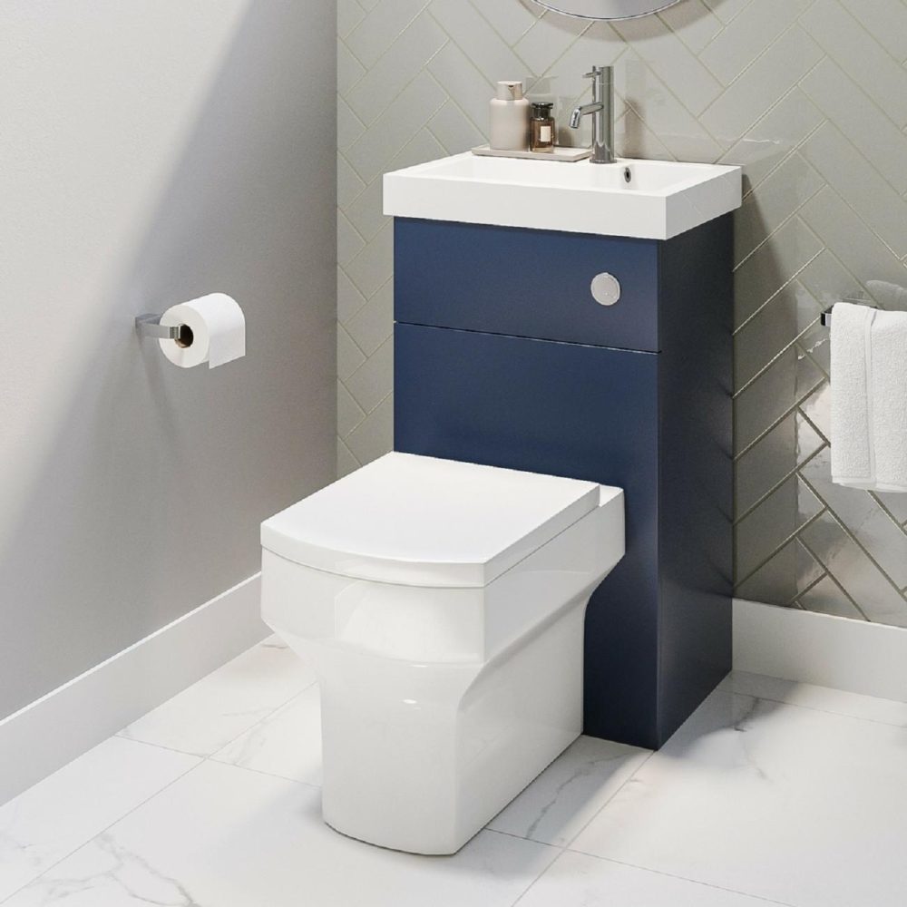 500Mm Blue Cloakroom Toilet And Sink Unit With Chrome Fittings – Valetta Bathroom