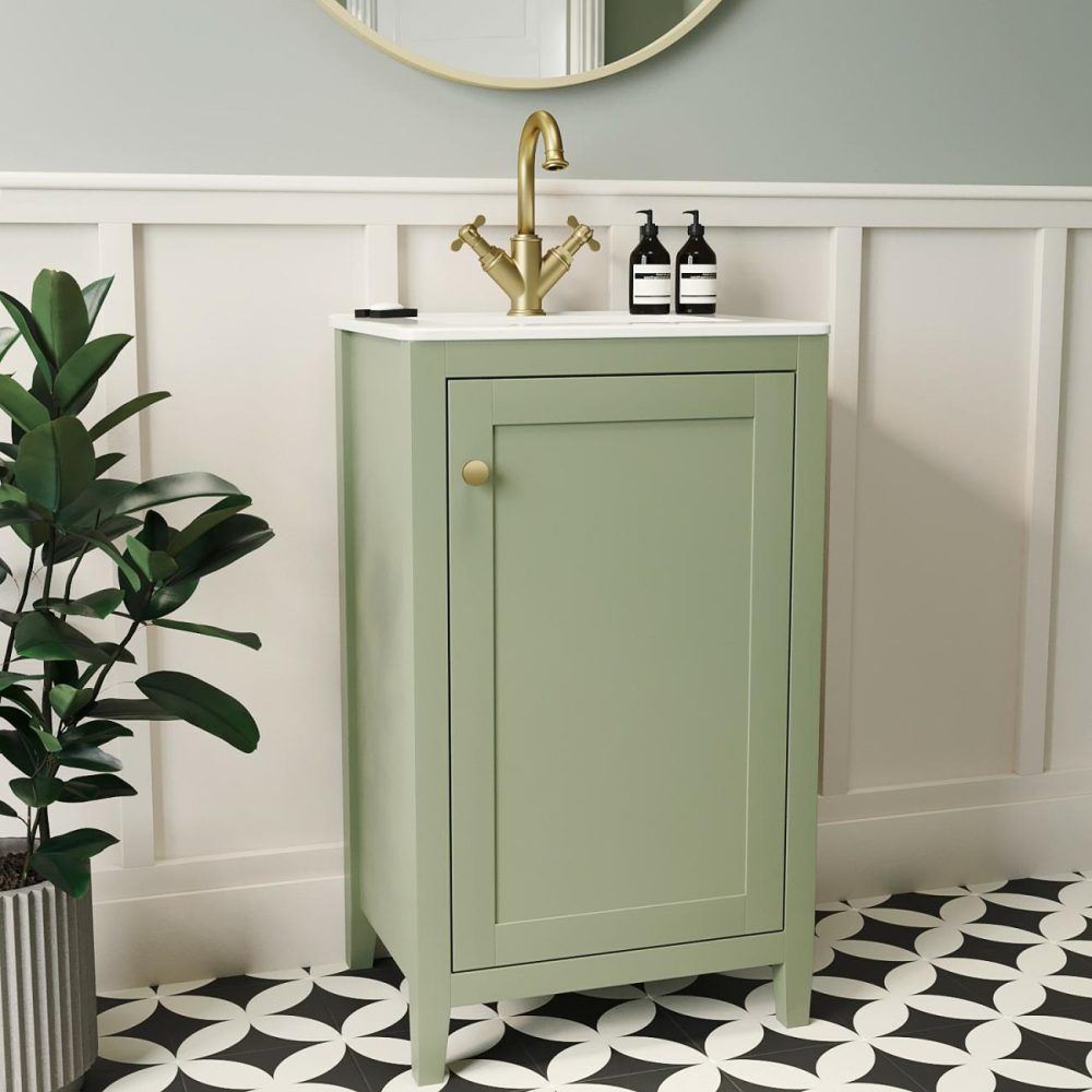 500Mm Green Freestanding Vanity Unit With Basin – Kinsley Bathroom