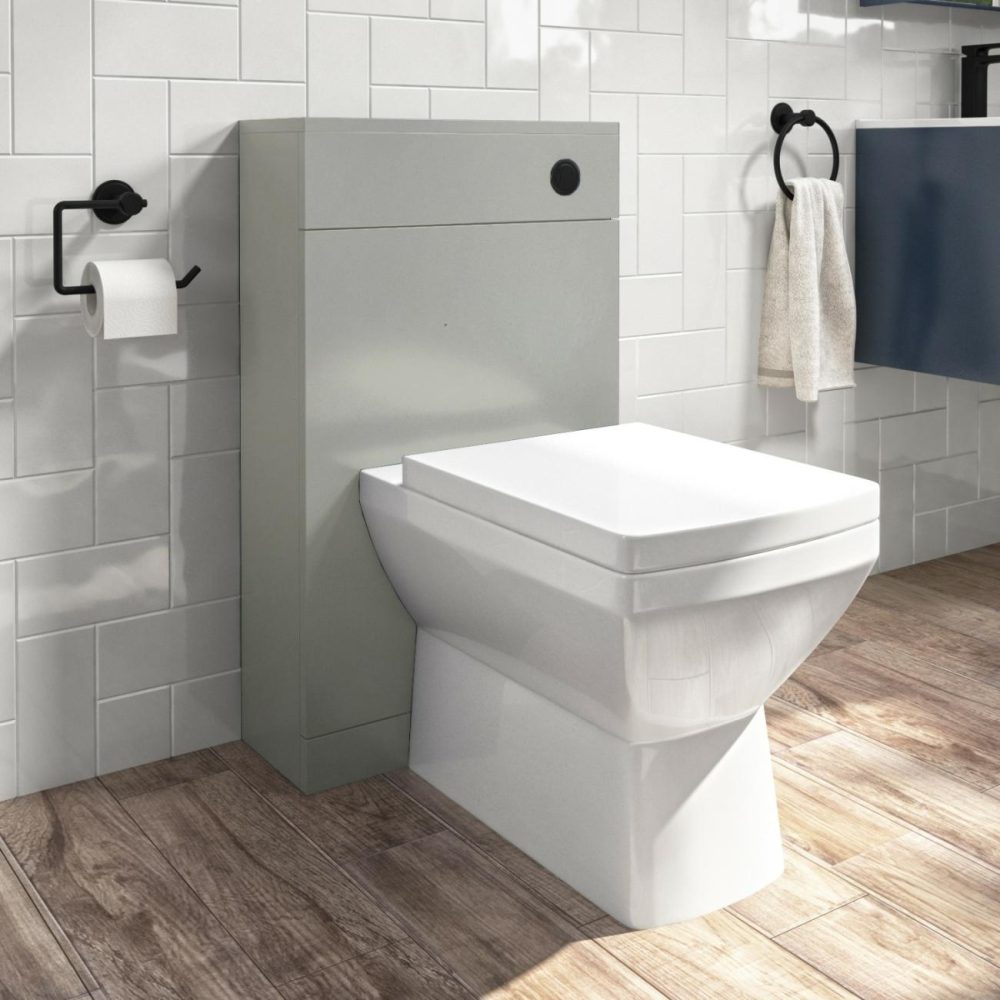 500Mm Grey Back To Wall Toilet Unit And Black Fittings – Ashford Bathroom