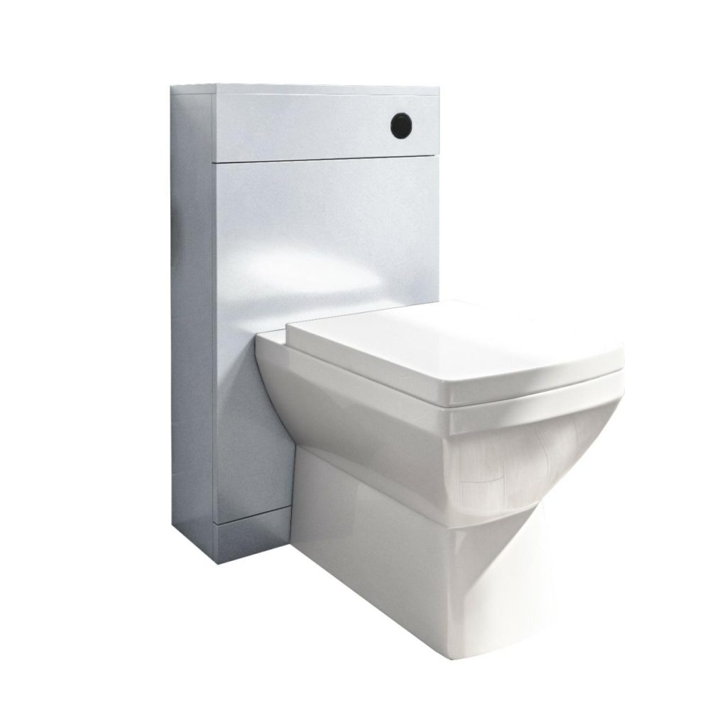 500Mm White Back To Wall Toilet Unit And Black Fittings – Ashford Bathroom