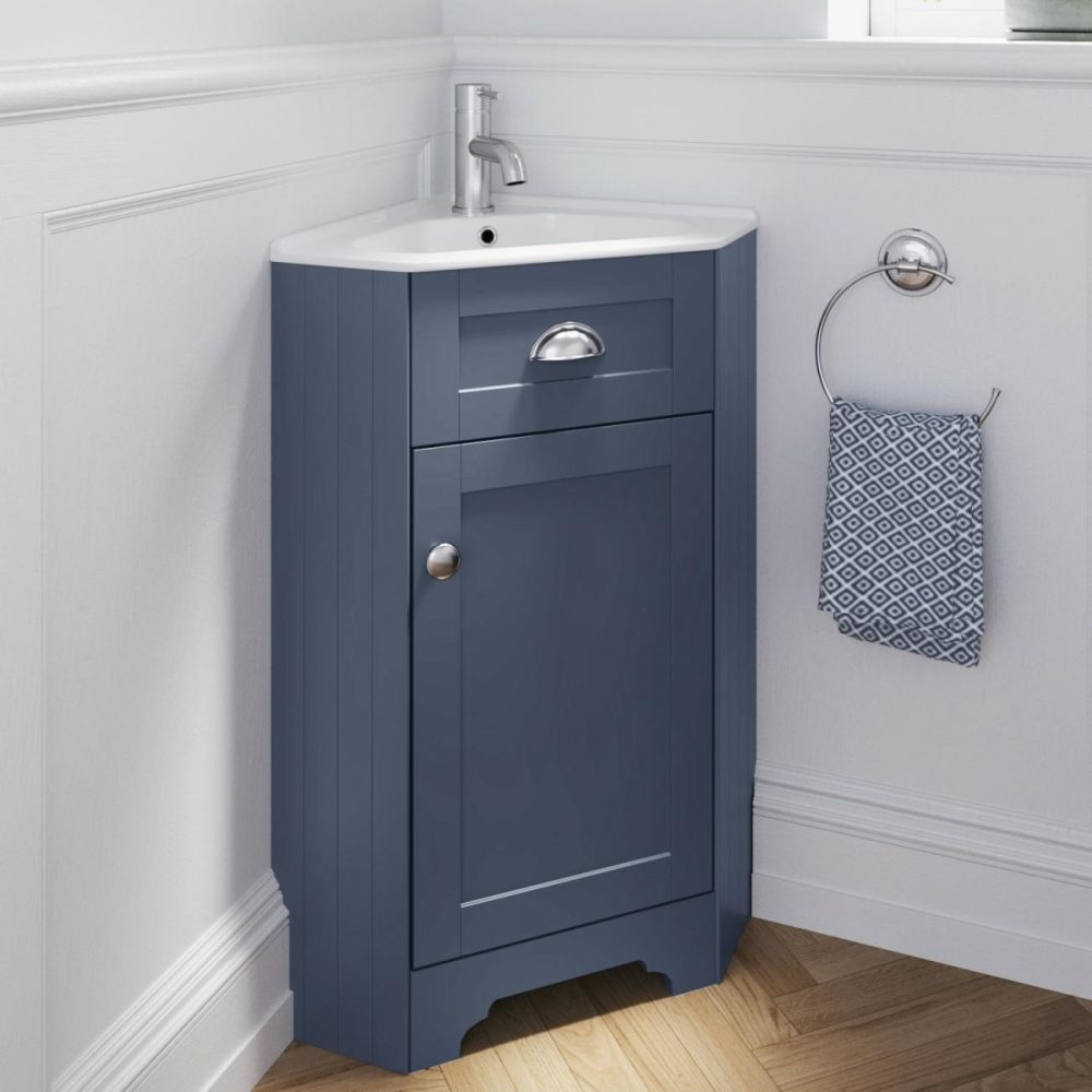 580Mm Blue Corner Vanity Unit – Baxenden Bathroom