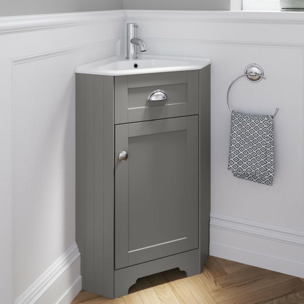 580Mm Grey Corner Vanity Unit – Baxenden Bathroom