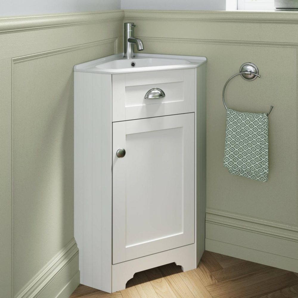 580Mm White Corner Vanity Unit – Baxenden Bathroom