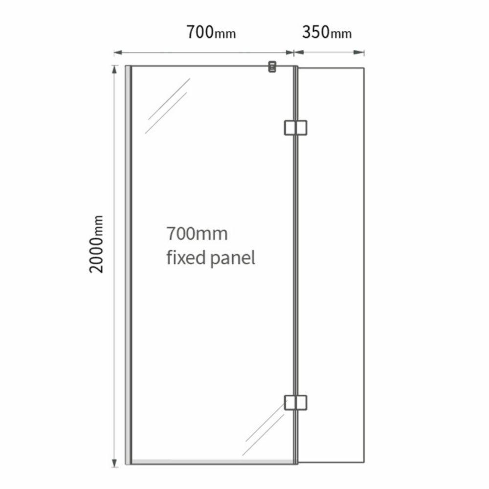 700Mm Nickel Frameless Wet Room Shower Screen With 350Mm Hinged Flipper Panel – Live Your Colour Bathroom