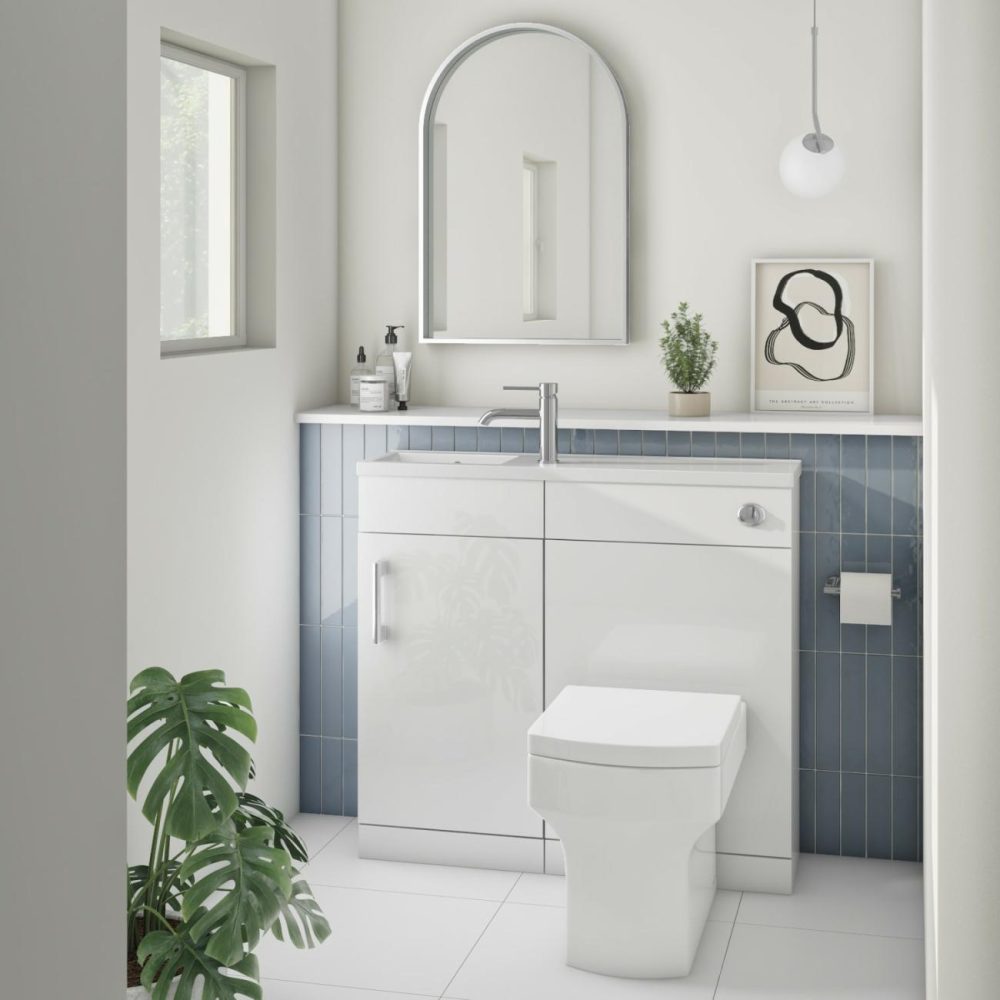 900Mm White Cloakroom Toilet And Sink Unit With Square Toilet And Chrome Fittings- Ashford Bathroom