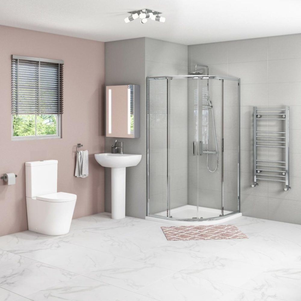 900X900Mm Quadrant Enclosure With Toilet And Basin Suite Bathroom