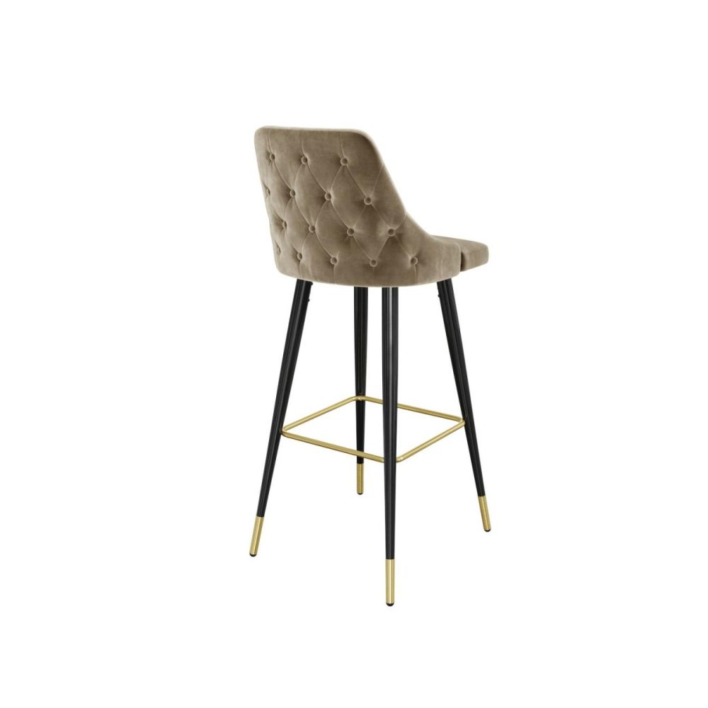 Almost Perfect – Mink Velvet Bar Stool With Black Legs And Gold Tips Bar & Kitchen Stools