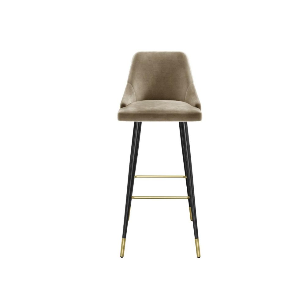 Almost Perfect – Mink Velvet Bar Stool With Black Legs And Gold Tips Bar & Kitchen Stools