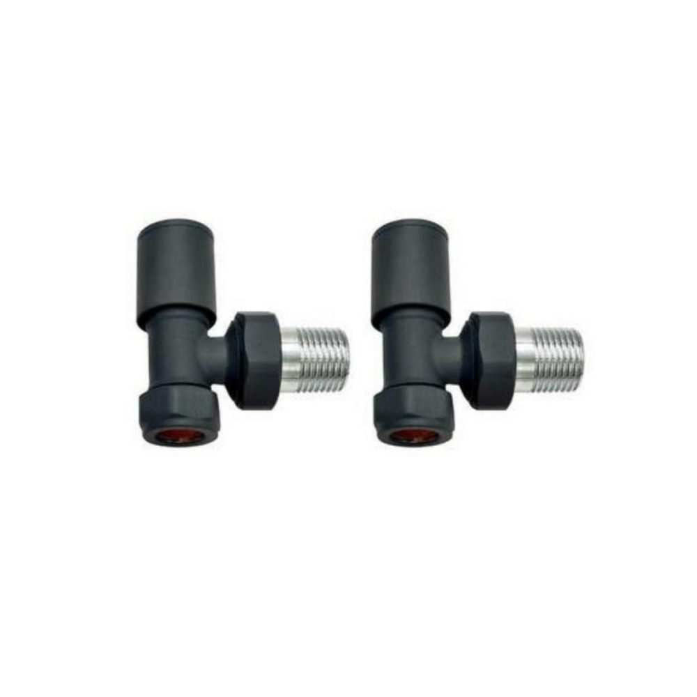 Anthracite Round Angled Radiator Valves – For Pipework Which Comes From The Wall Fires