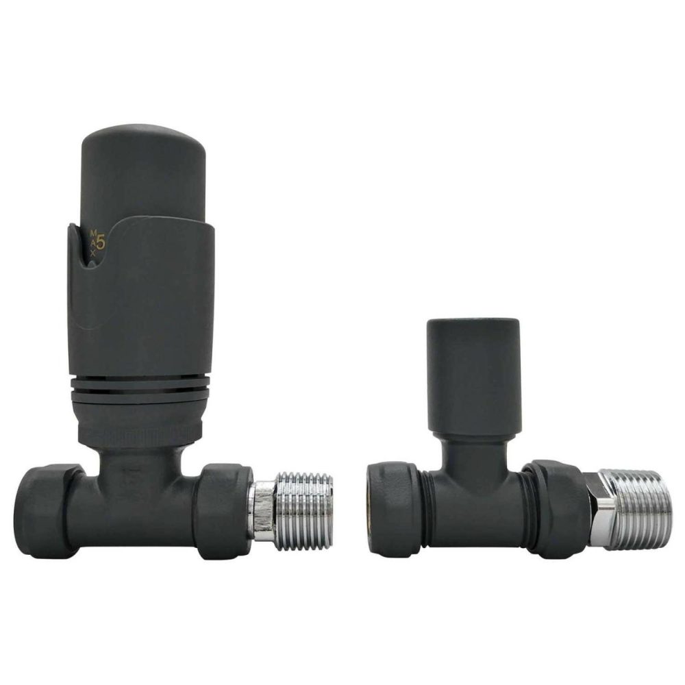 Anthracite Thermostatic Straight Radiator Valves Fires