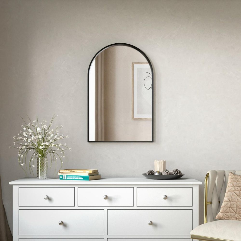 Arched Black Wall Mirror – 50 X 75Mm – Empire Dining