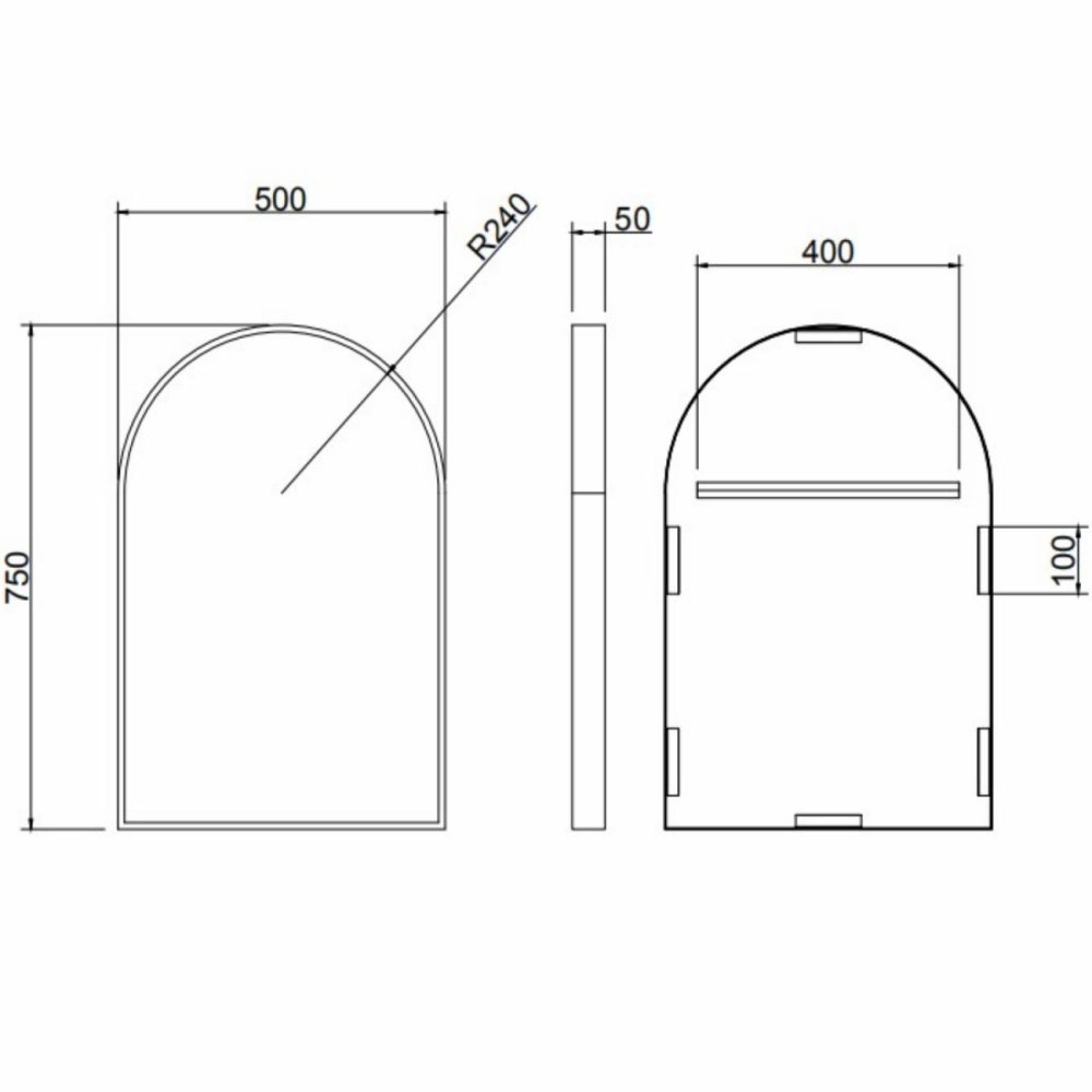 Arched Black Wall Mirror – 50 X 75Mm – Empire Dining