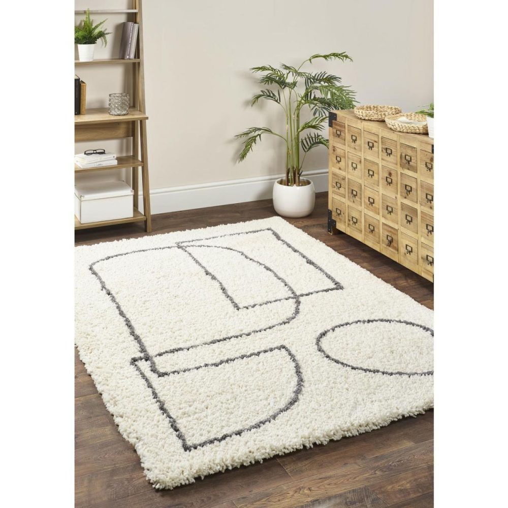 Artisan Picasso Geometric Rug In White & Grey – 120X170 Cm Dining