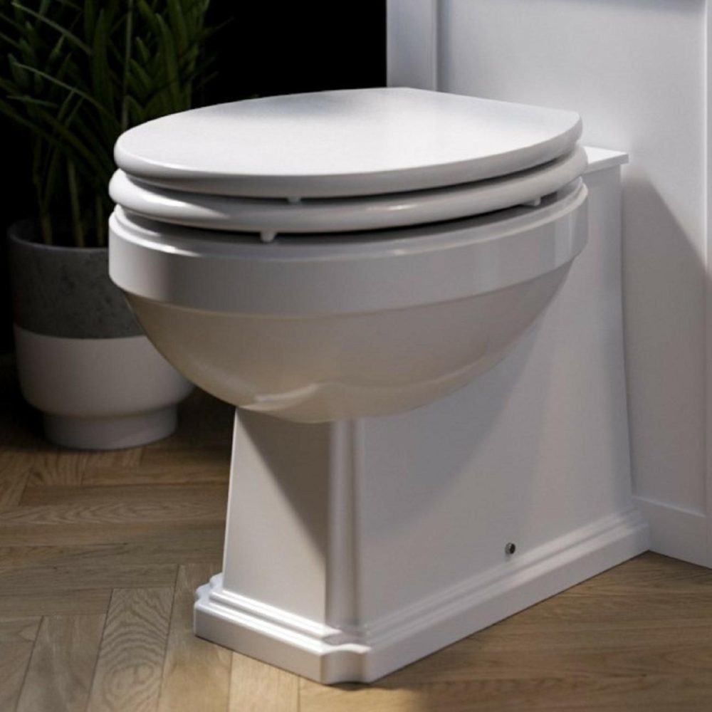 Back To Wall Traditional Toilet With Wooden Soft Close Seat – Park Royal Back To Wall