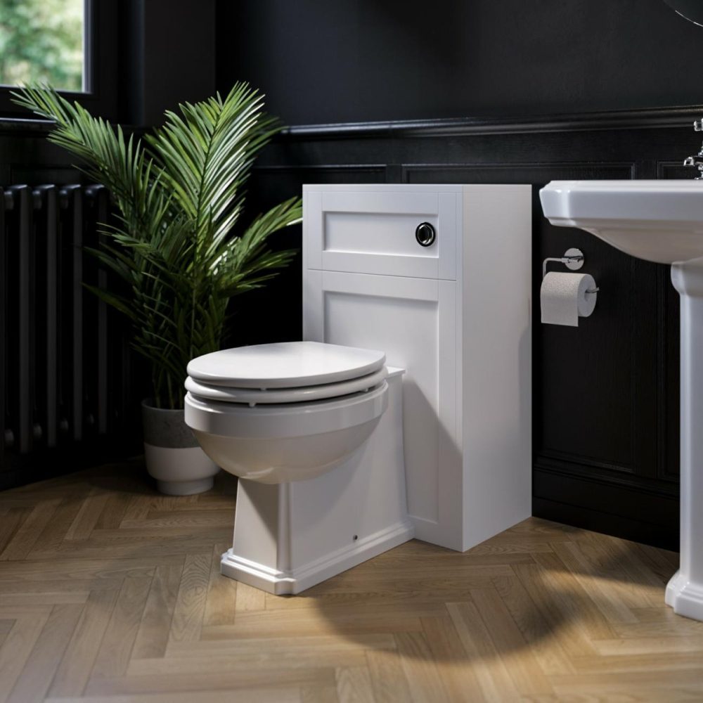 Back To Wall Traditional Toilet With Wooden Soft Close Seat – Park Royal Back To Wall