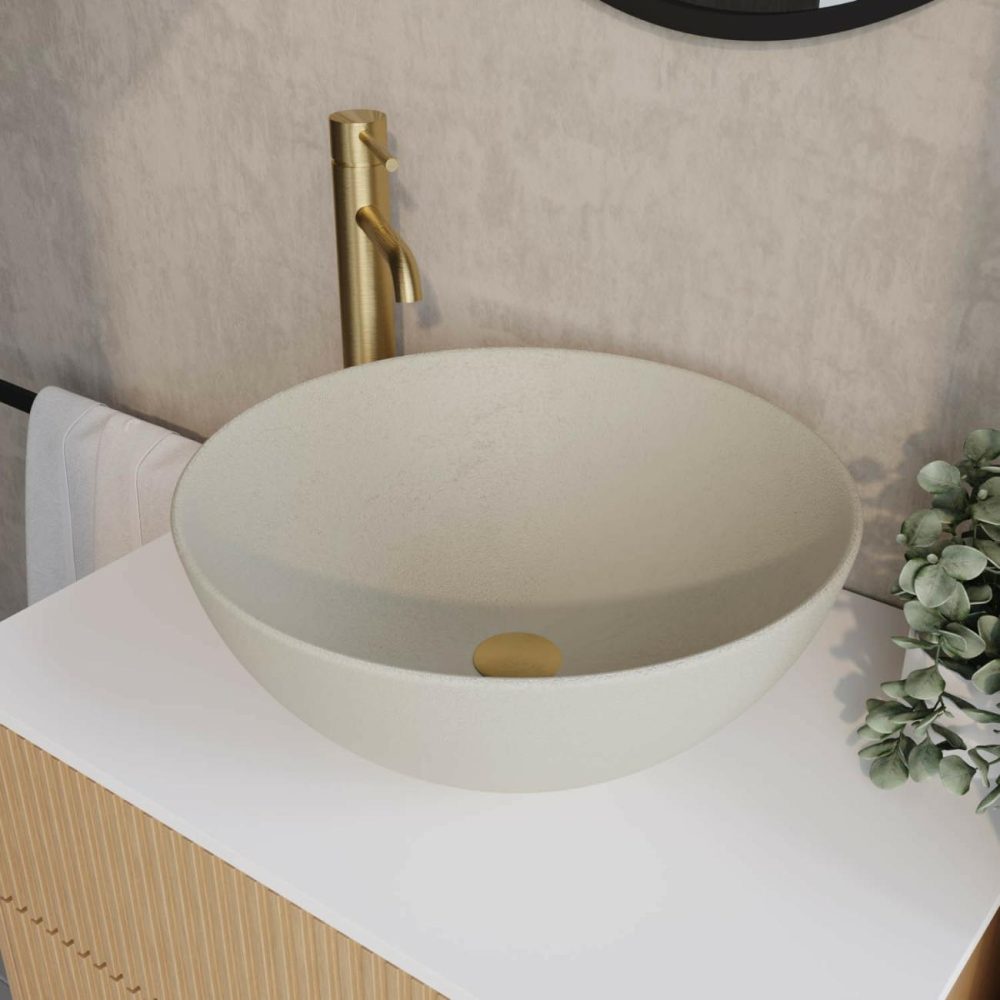 Beige Unglazed Round Countertop Basin 410Mm – Fawn Basins