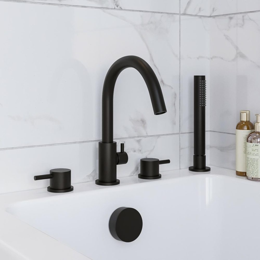 Black 4 Hole Bath Shower Mixer Tap – Arissa Bath Taps