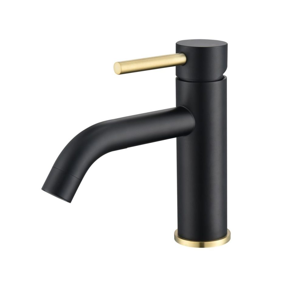 Black & Brass Mono Basin Mixer – Arissa Basin Taps