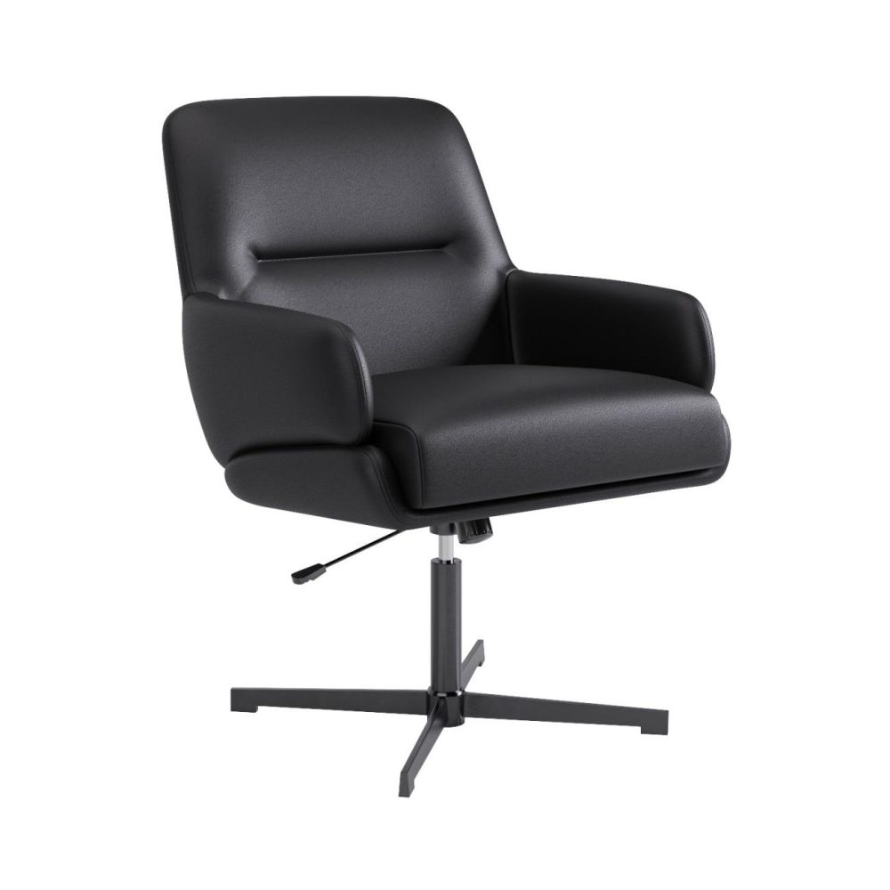 Black Faux Leather Recliner Office Chair With Footrest – Rowan Leather Chairs