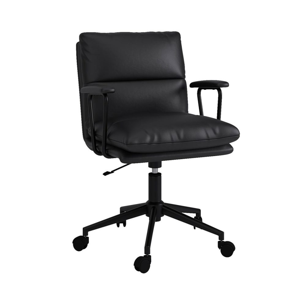 Black Faux Leather Swivel Office Chair – Otis Office