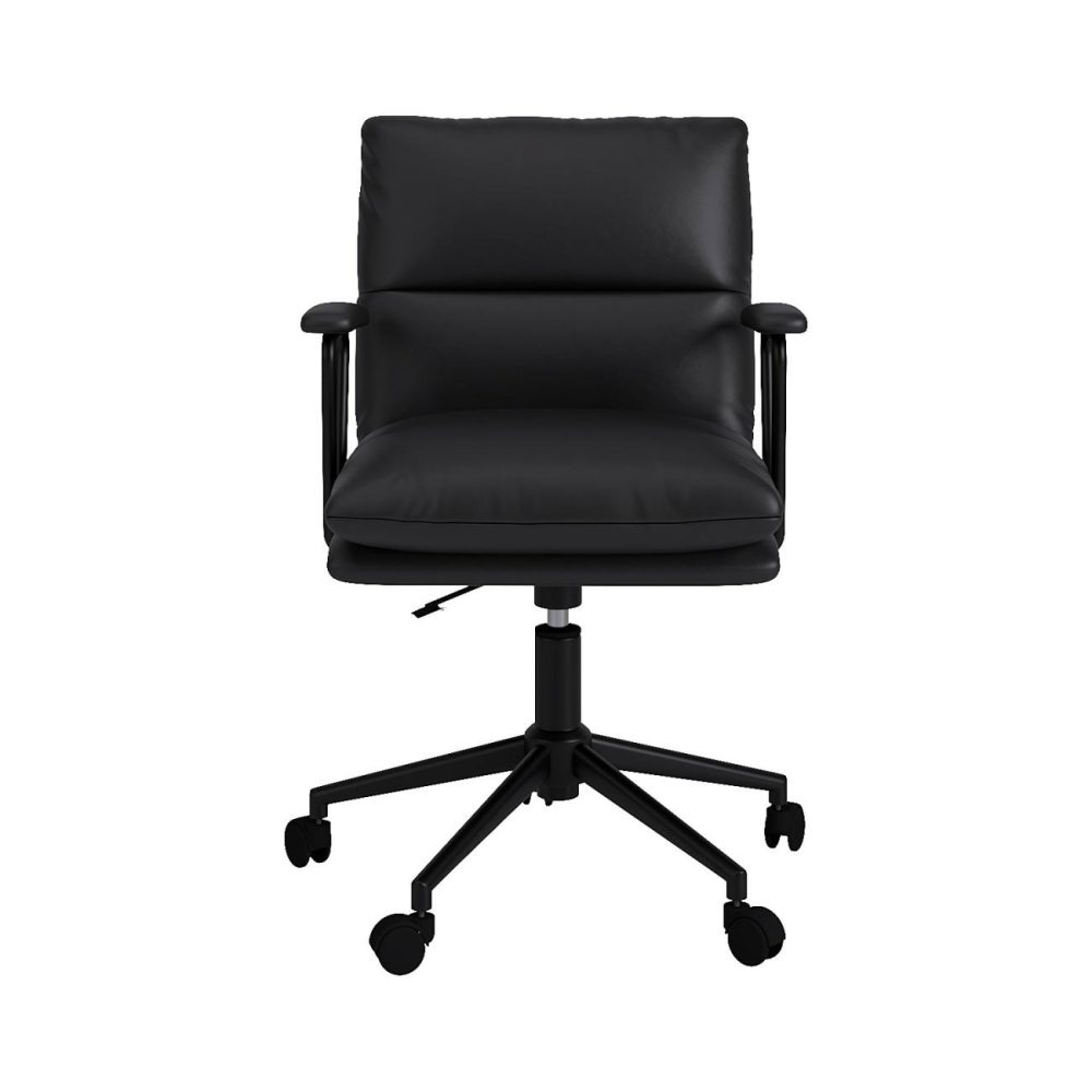 Black Faux Leather Swivel Office Chair – Otis Office