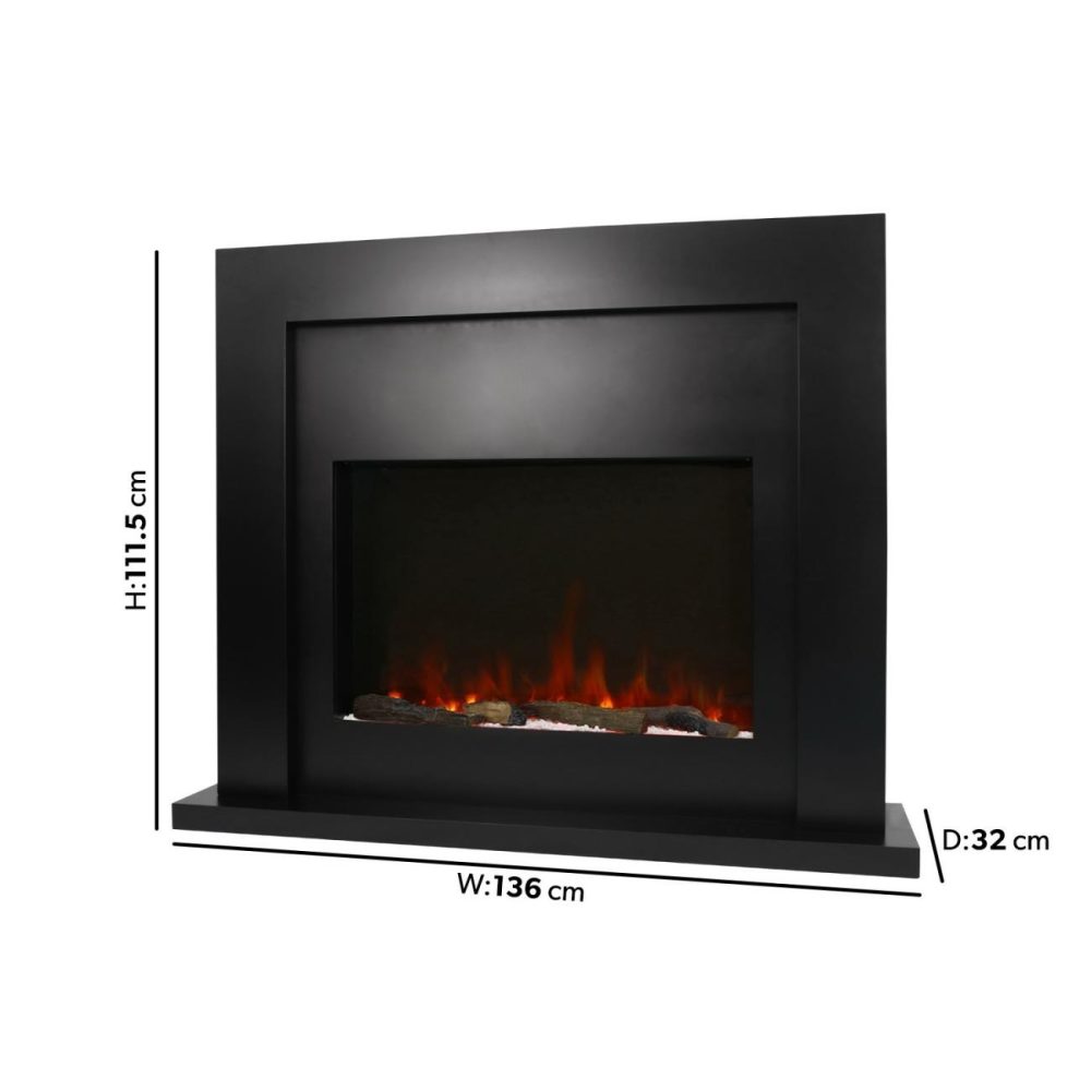 Black Free Standing Electric Fireplace Suite With Customisable Exposed Fuel Bed – Amberglo Heating