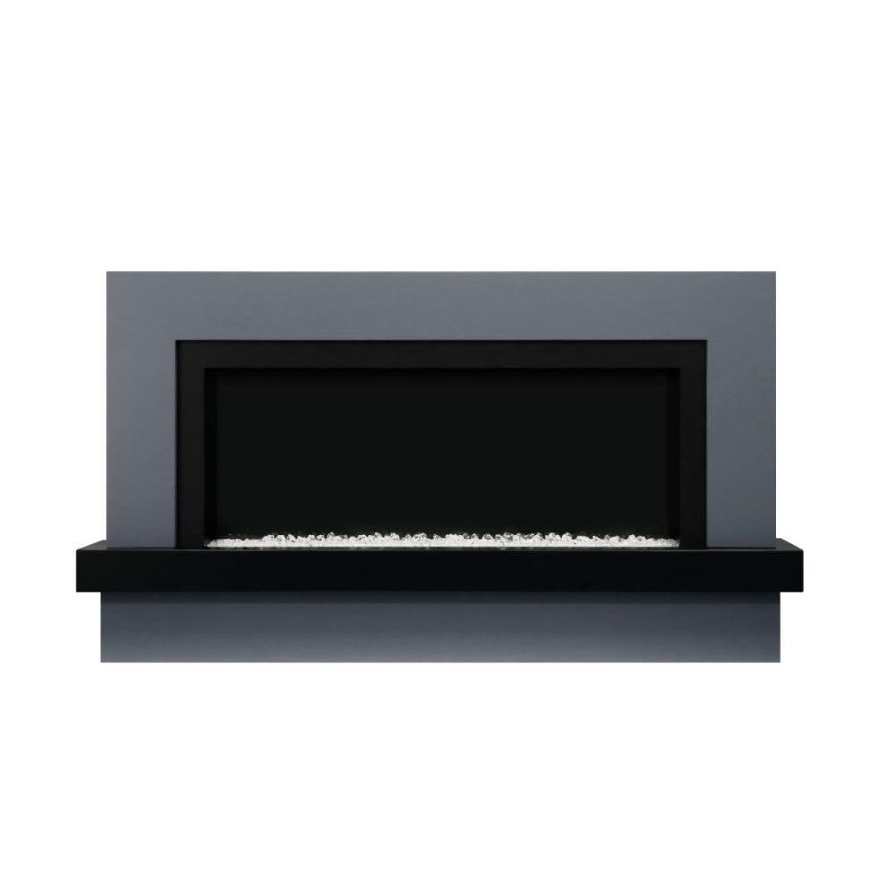 Black & Grey Freestanding Electric Fireplace With Led Lights 62 Inch – Amberglo Fireplace Suites