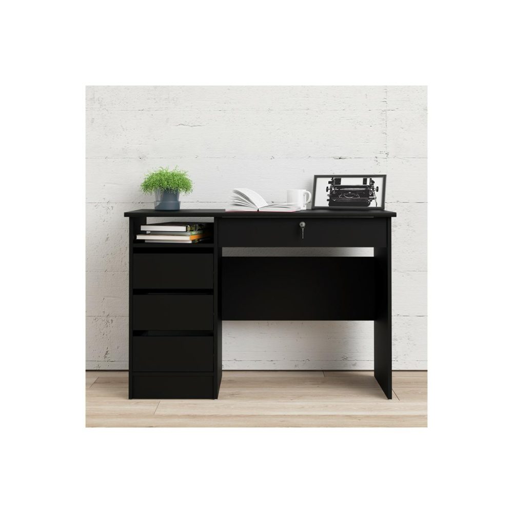 Black Oak Desk With Drawers – Function Plus Office