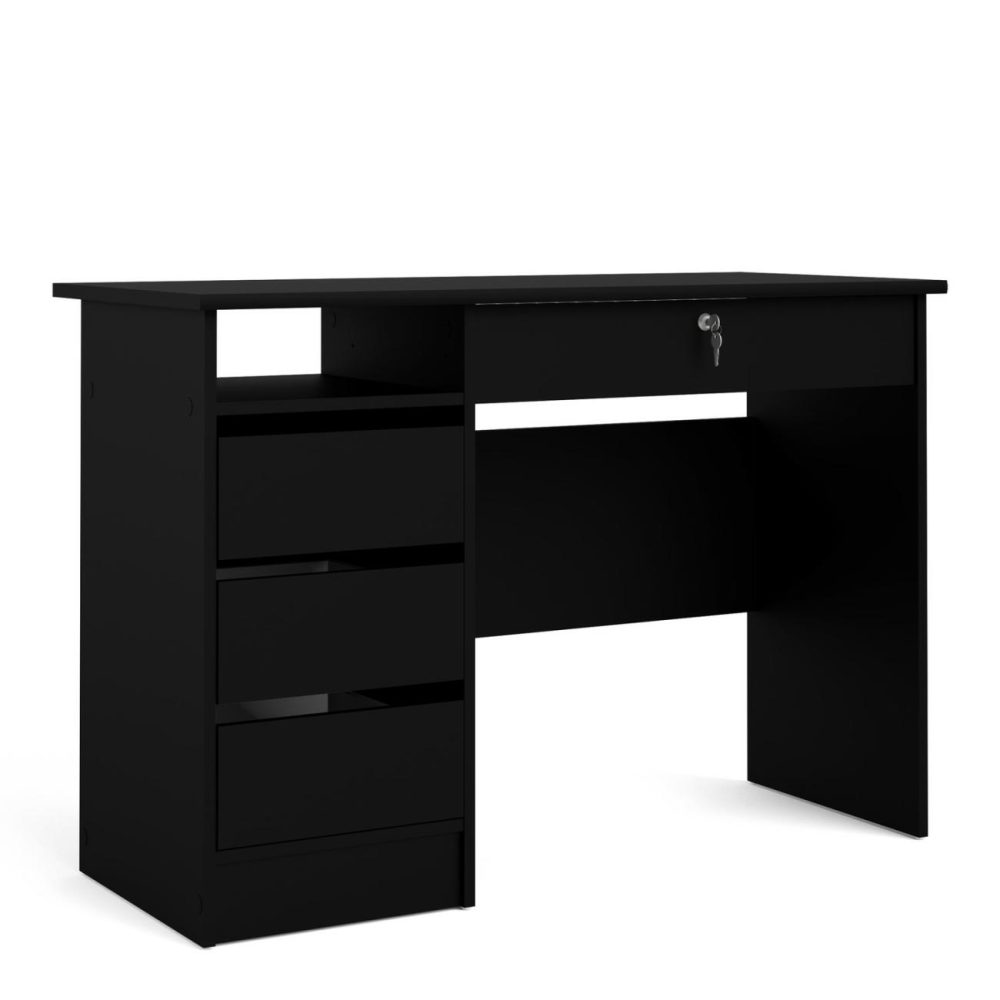 Black Oak Desk With Drawers – Function Plus Office