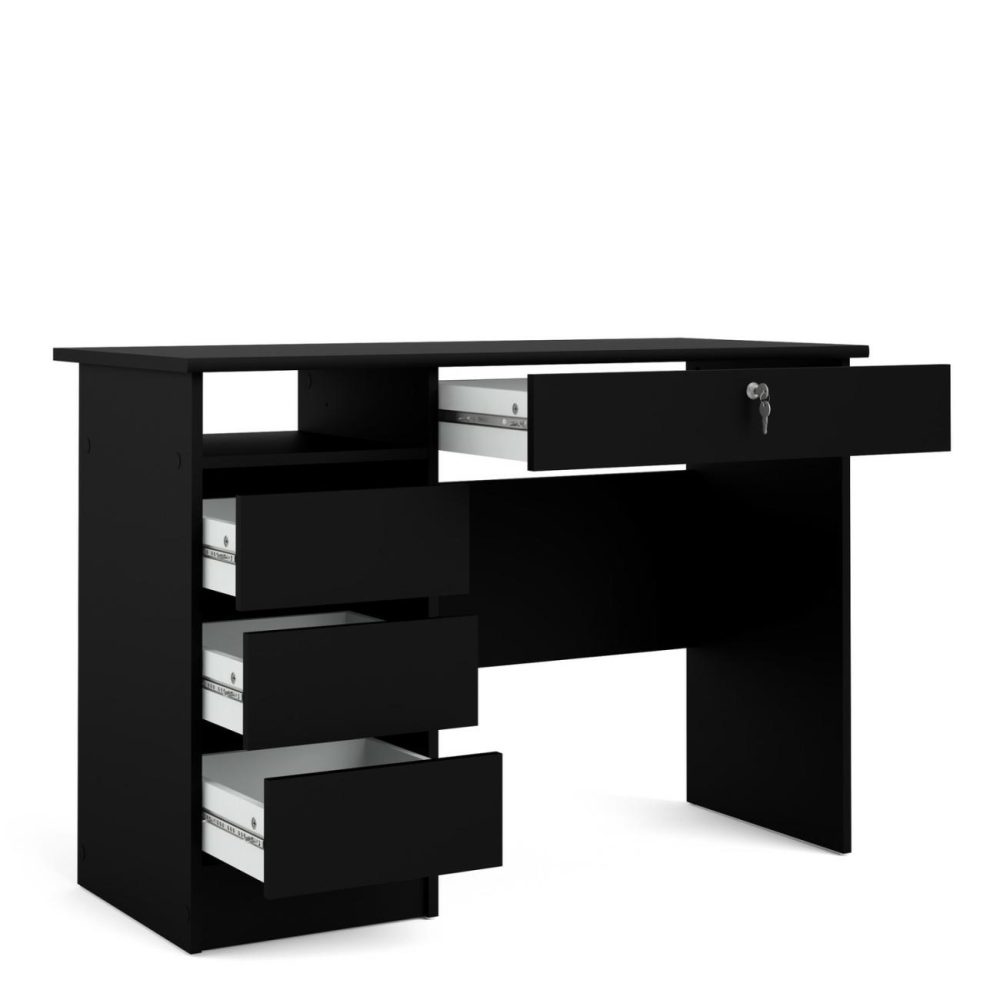 Black Oak Desk With Drawers – Function Plus Office