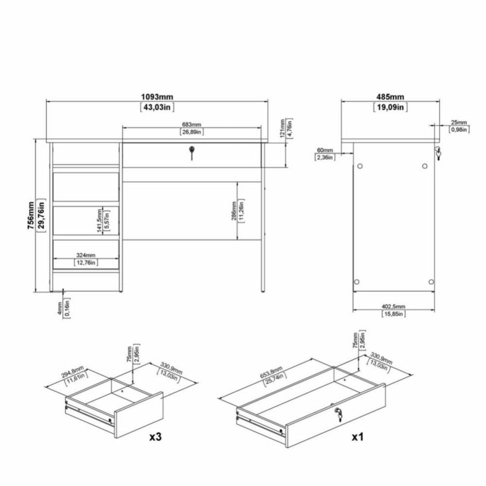 Black Oak Desk With Drawers – Function Plus Office