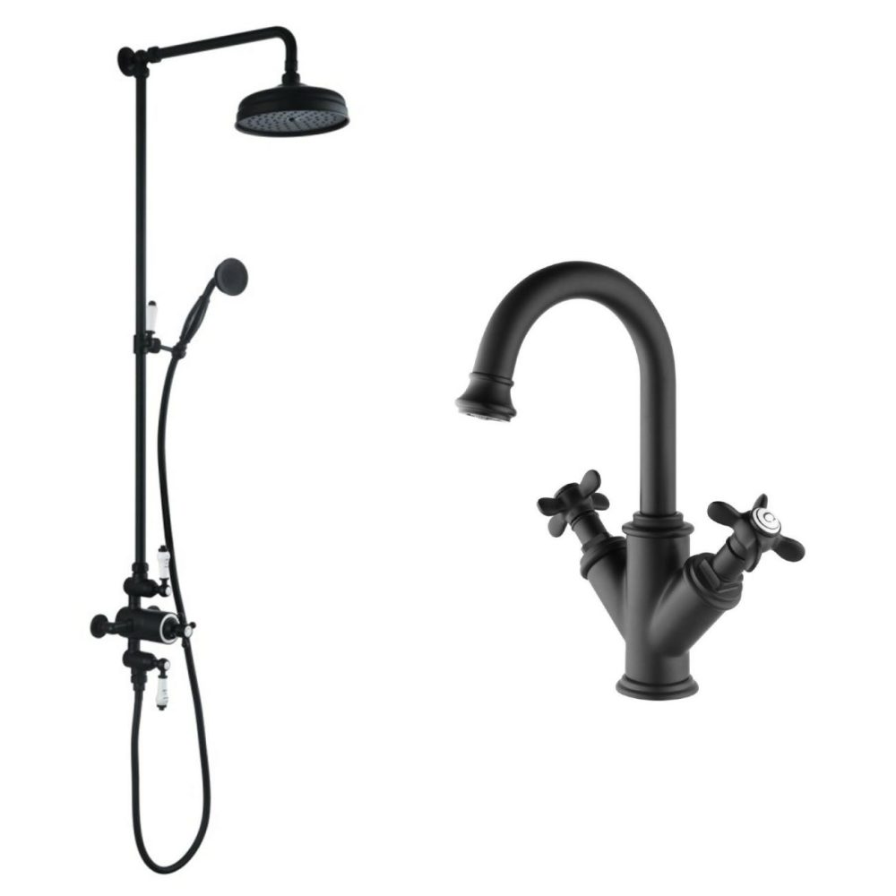 Black Shower And Basin Tap Set – Camden Bathroom