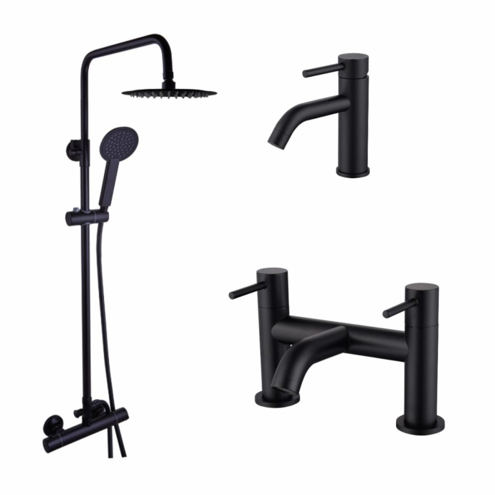 Black Shower Bath And Basin Tap Set – Arissa Bathroom