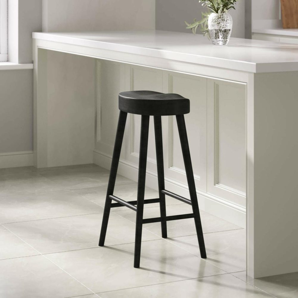 Black Solid Oak Kitchen Stool – 70Cm – Rayne Bar & Kitchen Stools