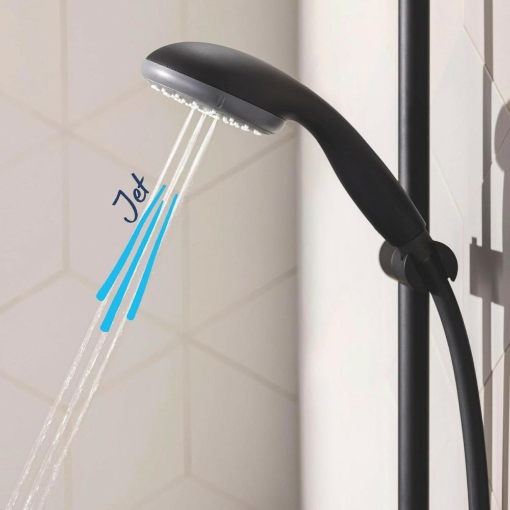 Black Thermostatic Mixer Shower With Slide Rail Kit Bathroom