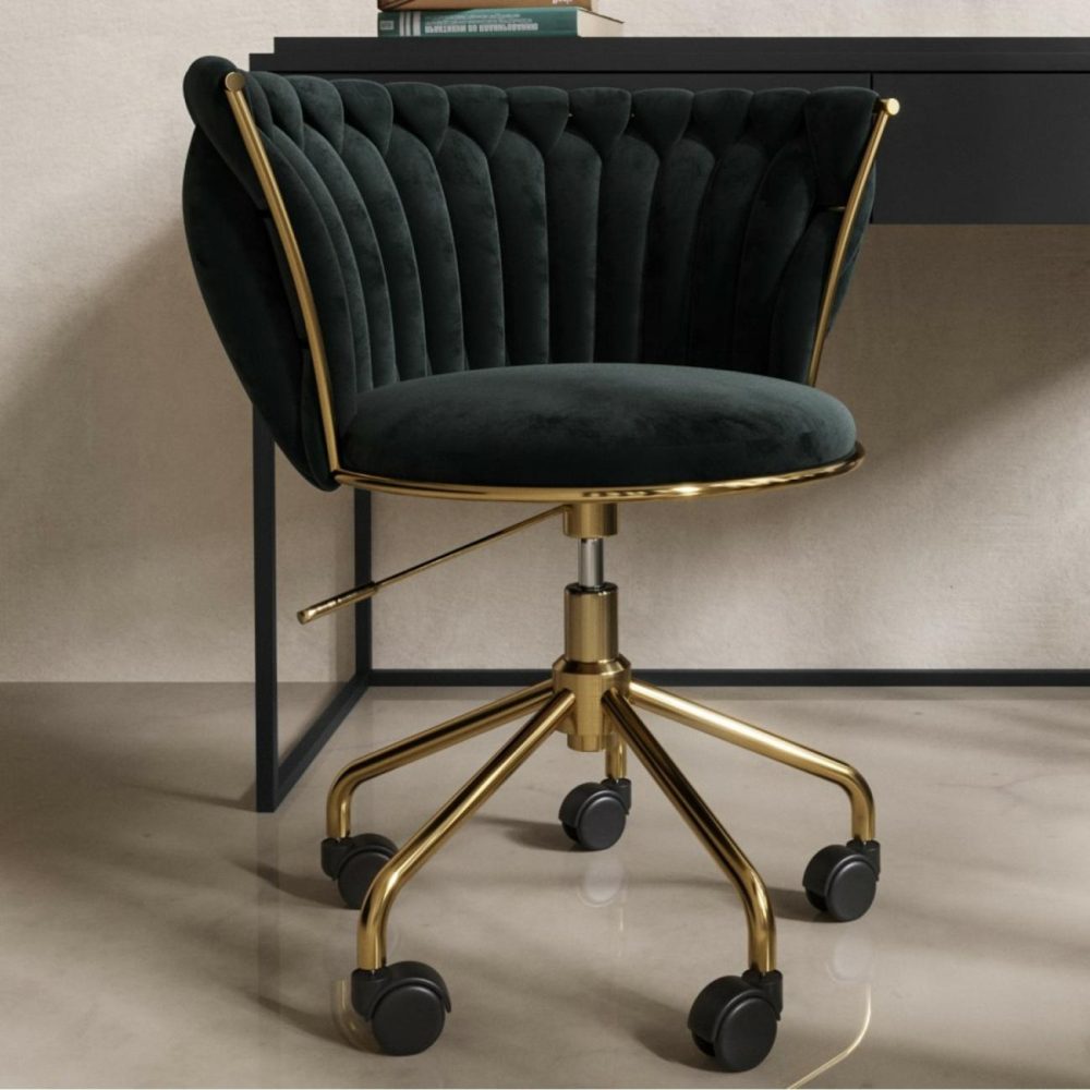 Black Velvet Knotted Swivel Office Chair – Verity Office