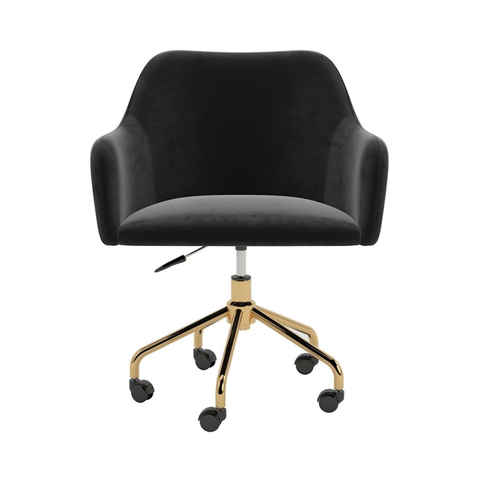 Black Velvet Office Chair With Arms – Marley Office