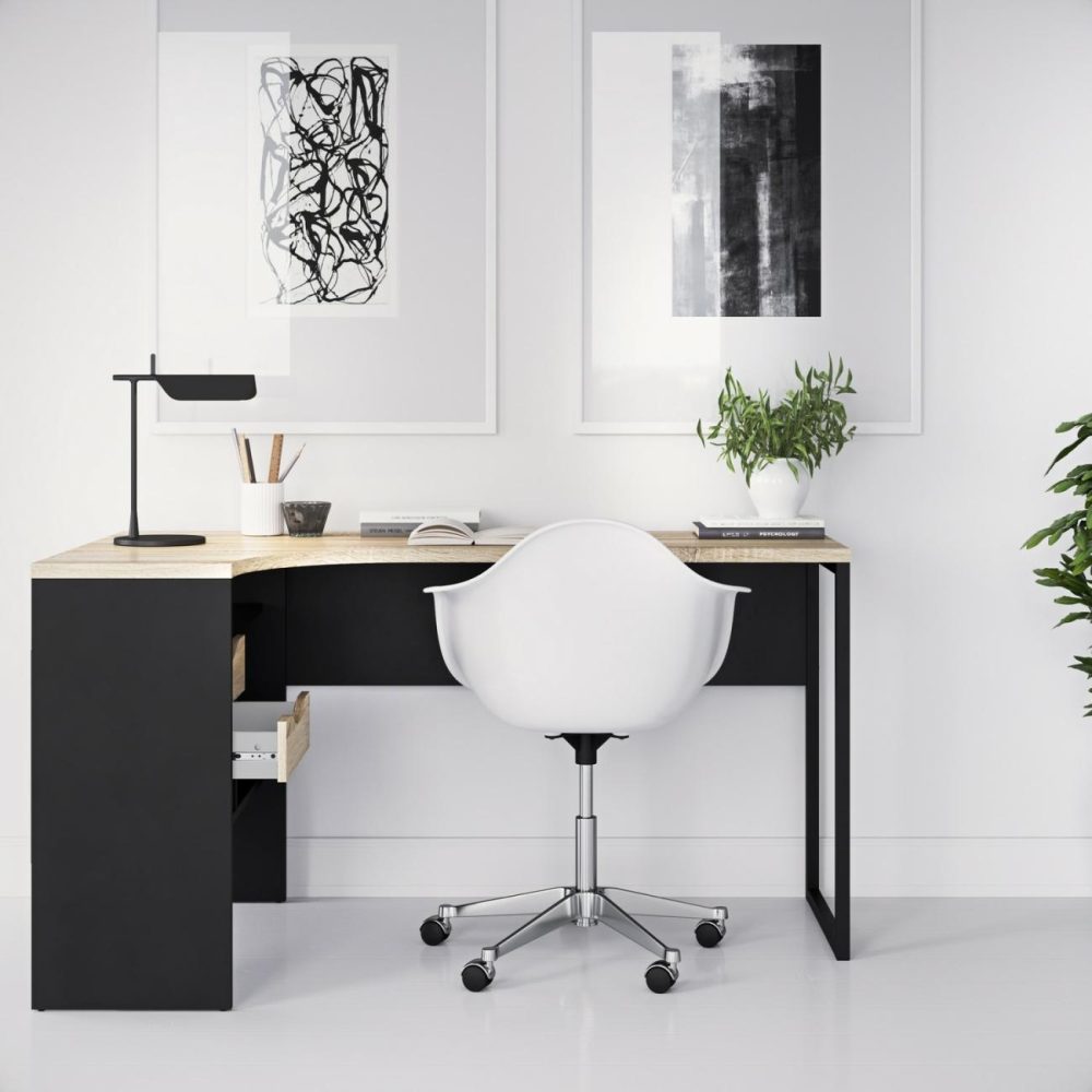 Black Wooden L Shaped Desk With Storage – Function Plus L Shaped Desks